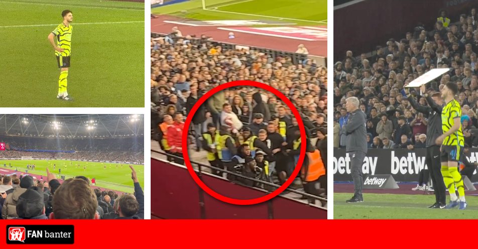 West Ham fans clash with Arsenal fan seen in the home end | Declan Rice ...