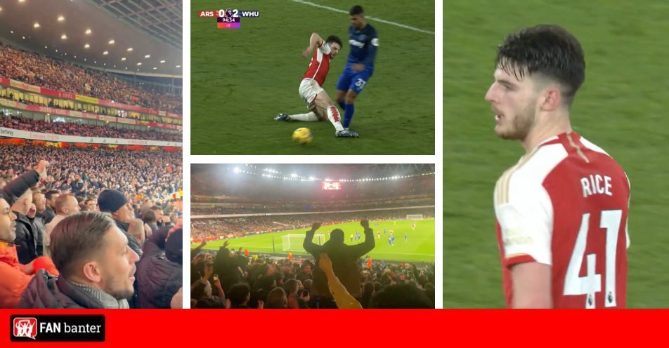 West Ham fans aim taunting chants at former player Declan Rice as ...