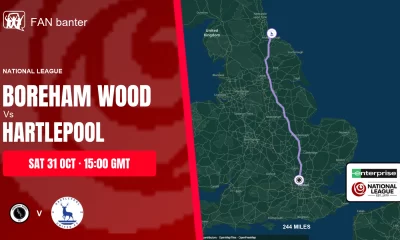 Boreham Wood Vs Hartlepool United match preview and away-fan journey map