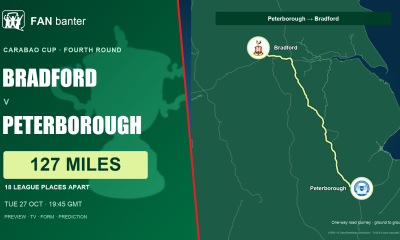 Bradford City v Peterborough United Carabao Cup preview: 127-mile away-fan road journey, both club crests and 18 league places between the sides.