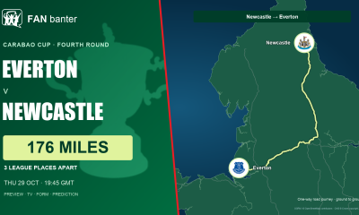 Everton v Newcastle United Carabao Cup preview: 176-mile away-fan road journey, both club crests and 3 league places between the sides.