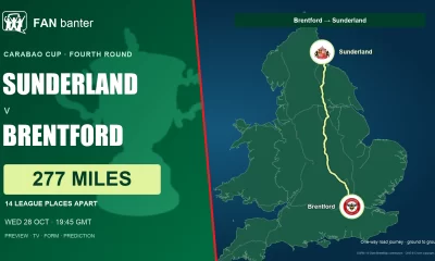 Sunderland v Brentford Carabao Cup preview: 277-mile away-fan road journey, both club crests and 14 league places between the sides.