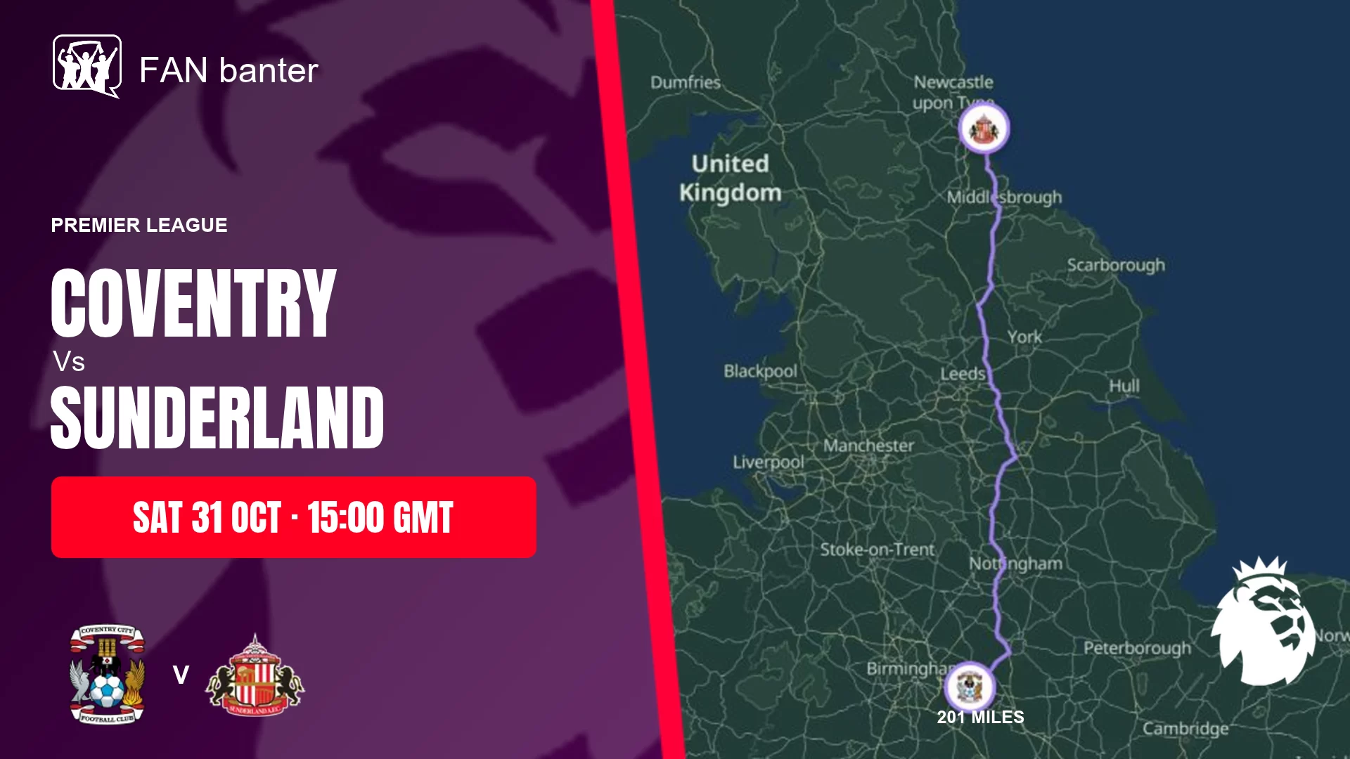 Coventry City Vs Sunderland match preview and away-fan journey map