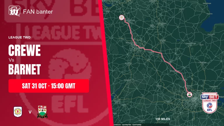 Crewe Alexandra Vs Barnet match preview and away-fan journey map