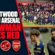 Fleetwood supporters celebrate on the pitch as Max Dowman walks past Mikel Arteta after his red card