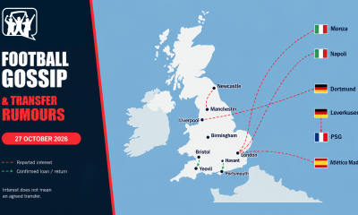 Football gossip for 27 October 2026: Fan Banter transfer map with reported interest and confirmed loan routes.