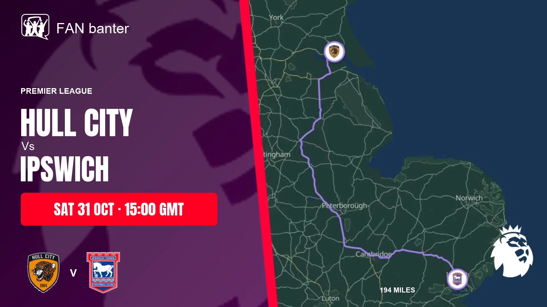 Hull City Vs Ipswich Town match preview and away-fan journey map