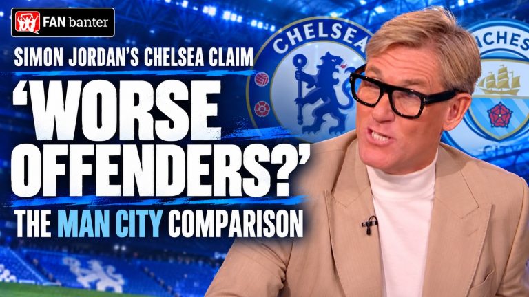 Simon Jordan with Chelsea and Manchester City crests and Worse offenders headline posed as his comparison