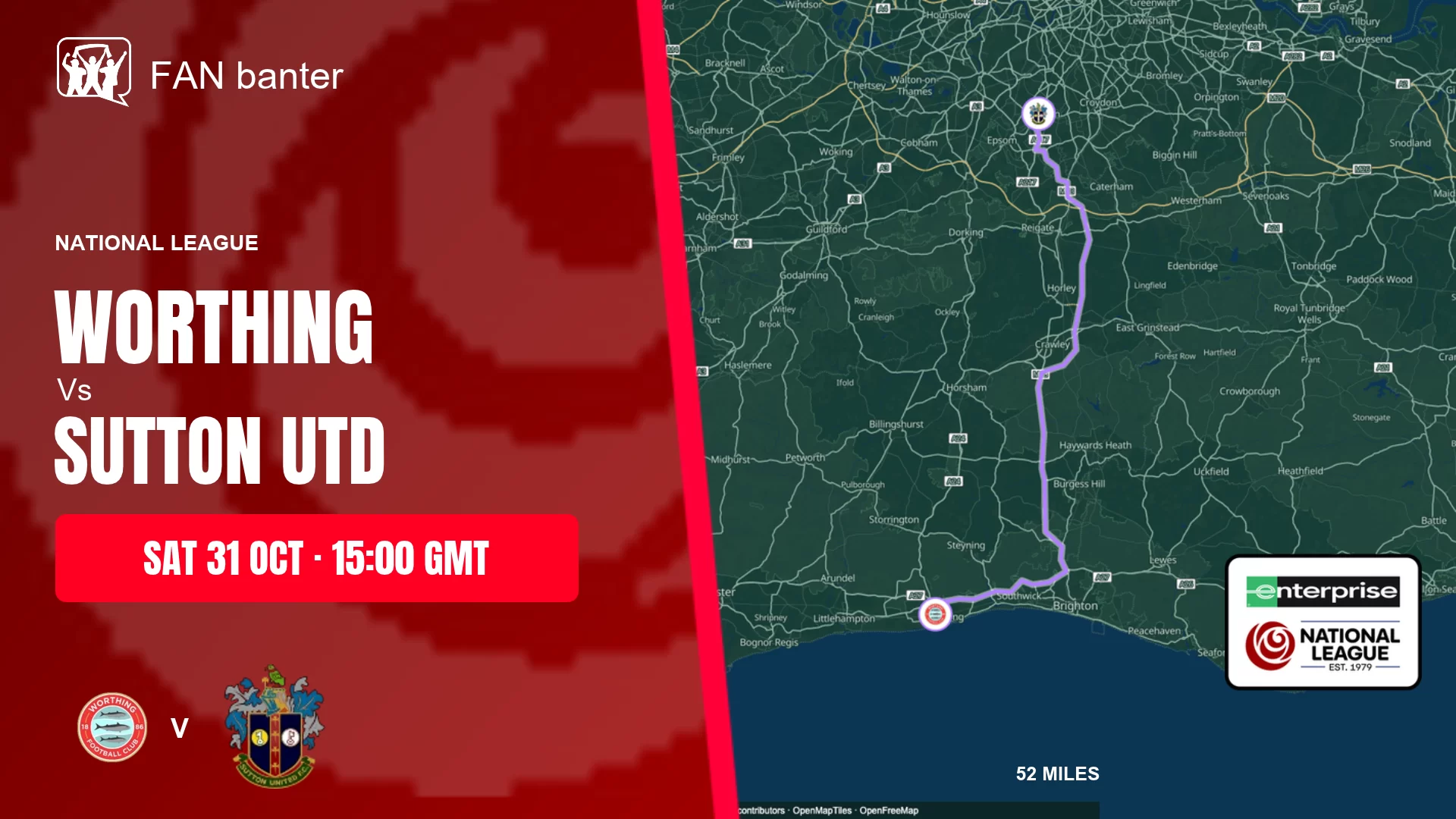 Worthing Vs Sutton United match preview and away-fan journey map